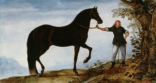 Roelandt Savery - Black stallion and his groom