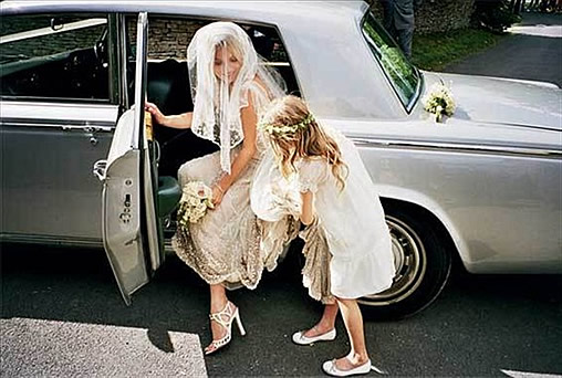 Kate Moss on her wedding day wearing Manolo Blahnik